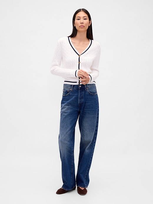 Image number 2 showing, 100% Cotton Cable-Knit Cardigan