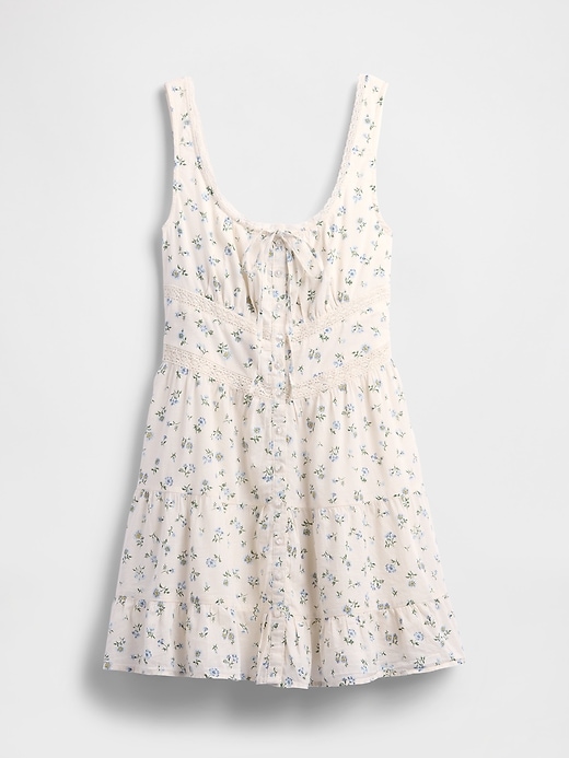 Image number 5 showing, Lace-Trim Tiered Mini Dress