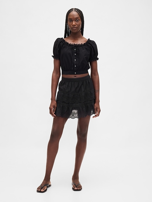 Image number 1 showing, Eyelet Ruffle Mini Skort
