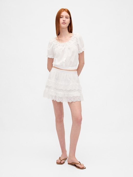 Image number 1 showing, Eyelet Ruffle Mini Skort