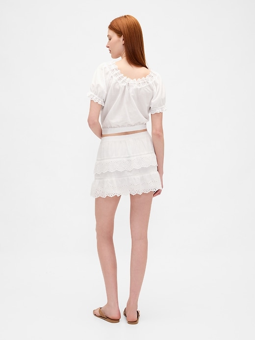 Eyelet Ruffle Mini Skort