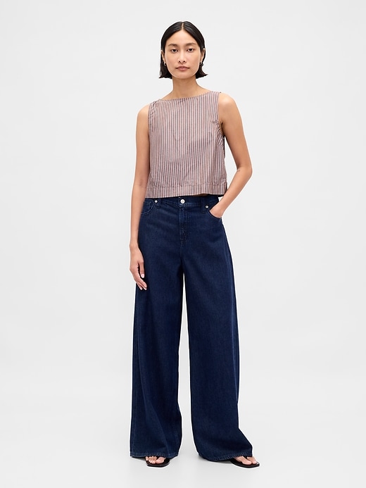 Image number 2 showing, Poplin Boatneck Shell Tank Top