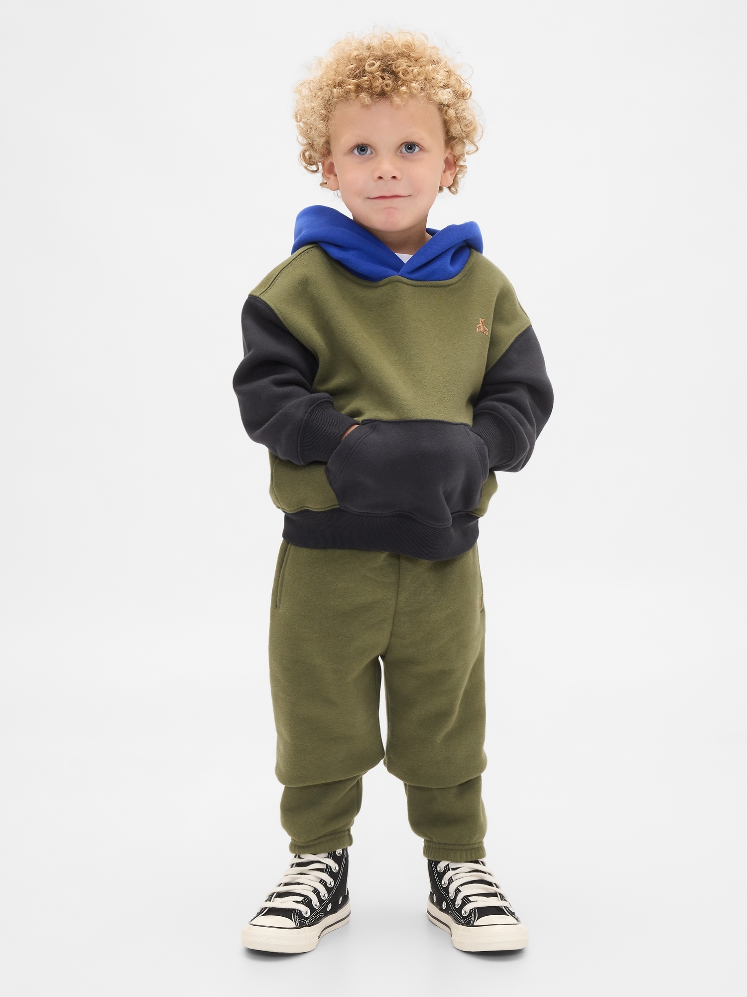 Baby & Toddler VintageSoft Colorblock Hoodie Set - Army Jacket Green