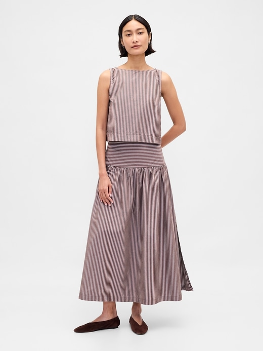 Image number 1 showing, Poplin Drop-Waist Maxi Skirt