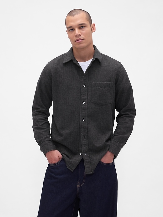 Image number 1 showing, Organic Cotton Relaxed Flannel Shirt