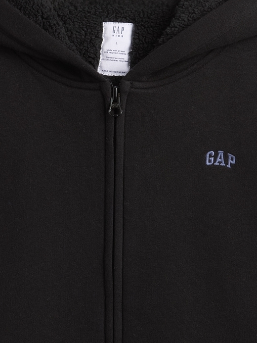 Image number 5 showing, Kids Relaxed Sherpa-Lined Zip Logo Hoodie