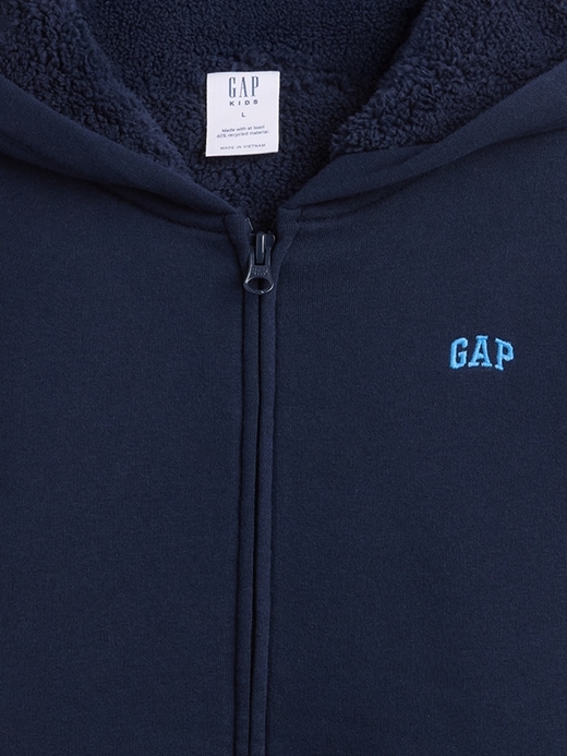 Image number 5 showing, Kids Relaxed Sherpa-Lined Zip Logo Hoodie