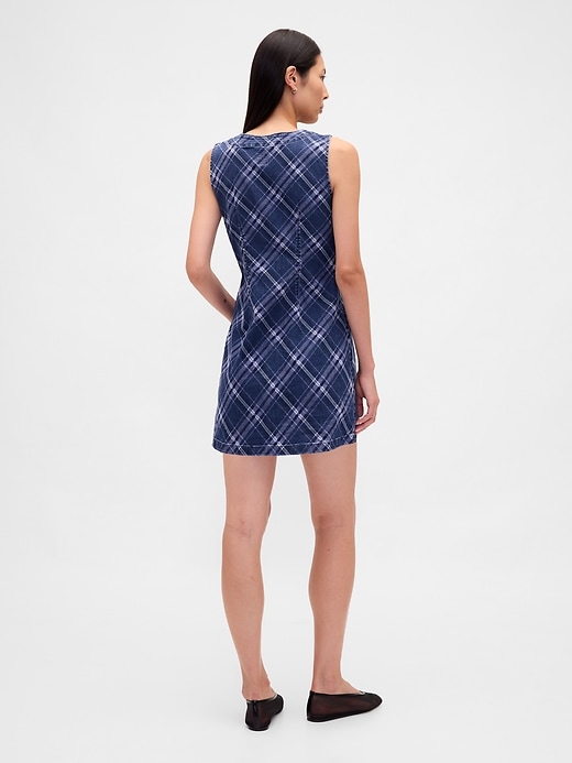 Image number 2 showing, Plaid Denim V-Neck Mini Dress
