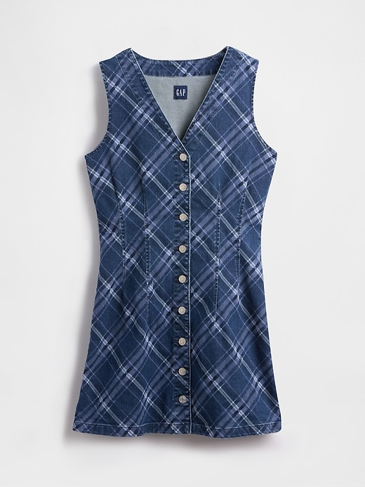 Image number 5 showing, Plaid Denim V-Neck Mini Dress