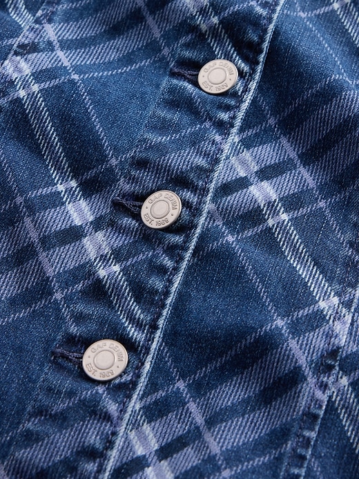 Image number 6 showing, Plaid Denim V-Neck Mini Dress