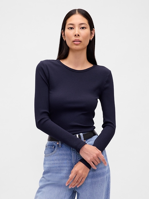Image number 1 showing, Modern Compact Rib Crop T-Shirt