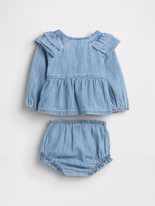 Image number 2 showing, Baby Ruffle Denim Outfit Set