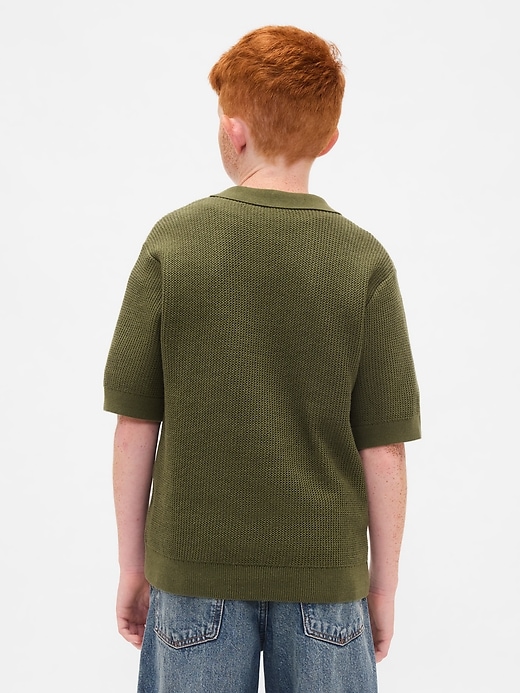 Image number 3 showing, Kids Johnny-Collar Waffle Shirt