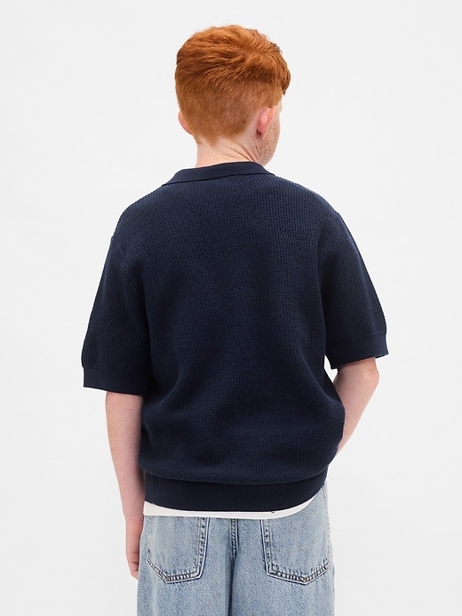 Image number 3 showing, Kids Johnny-Collar Waffle Shirt