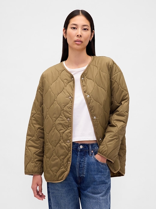 Image number 1 showing, Recycled Lightweight Oversized Quilted Liner Jacket