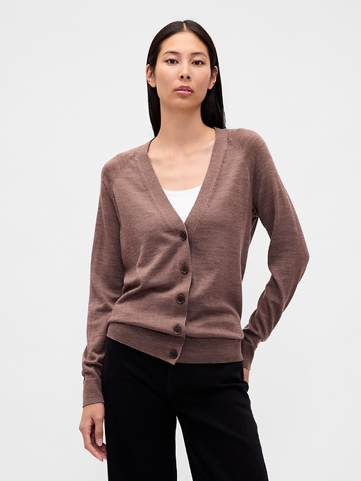 Image number 1 showing, 100% Merino Wool Boyfriend Cardigan