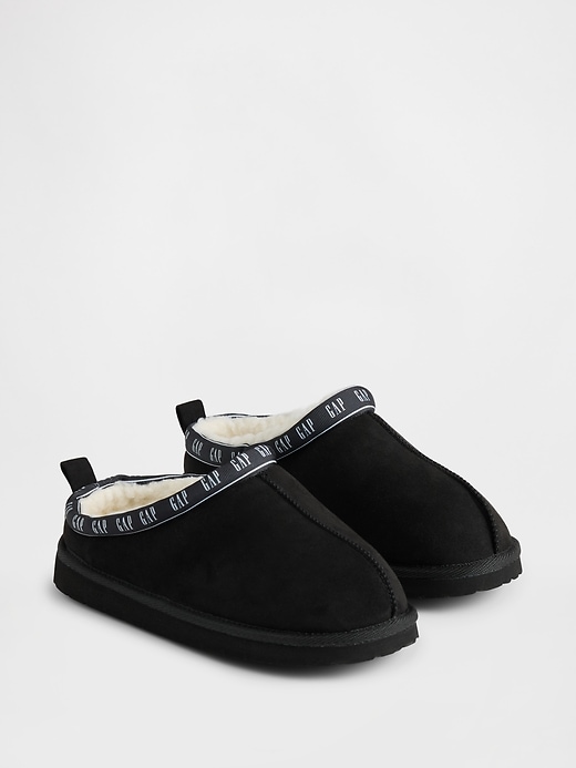 Image number 2 showing, Kids Vegan Suede Sherpa-Lined Logo Clogs