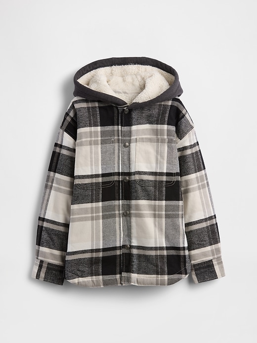 L'image numéro 2 présente Veste-chemise à capuchon en flanelle doublée de sherpa pour Enfant