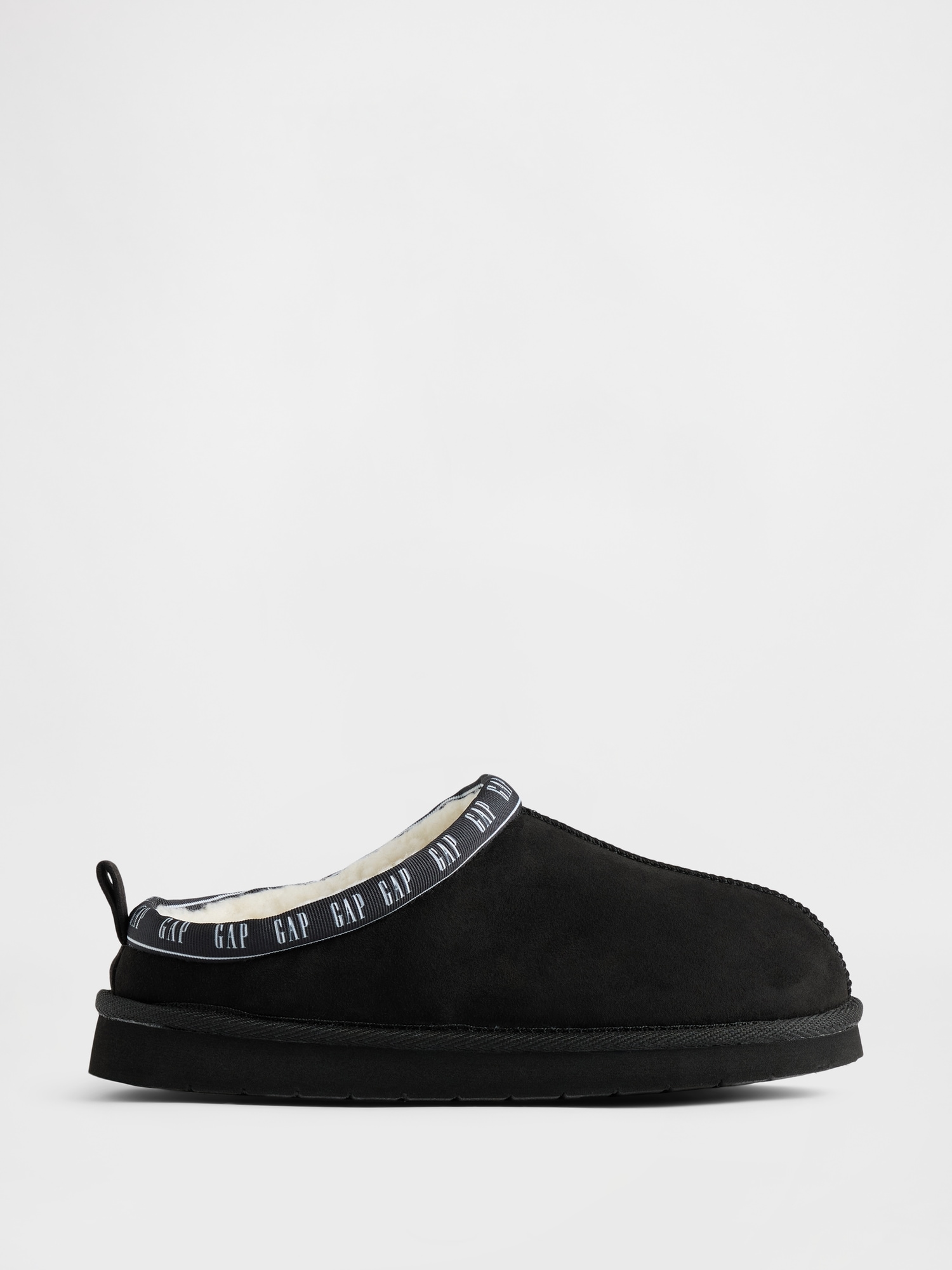 Kids Vegan Suede Sherpa-Lined Logo Clogs