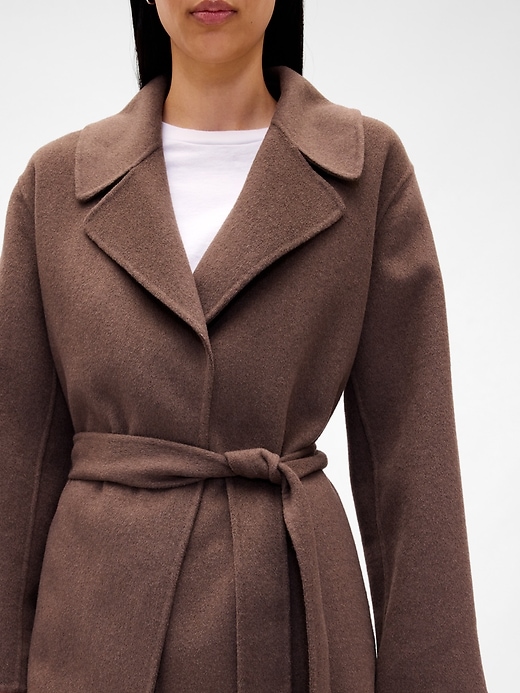 Wool-Blend Wrap Coat