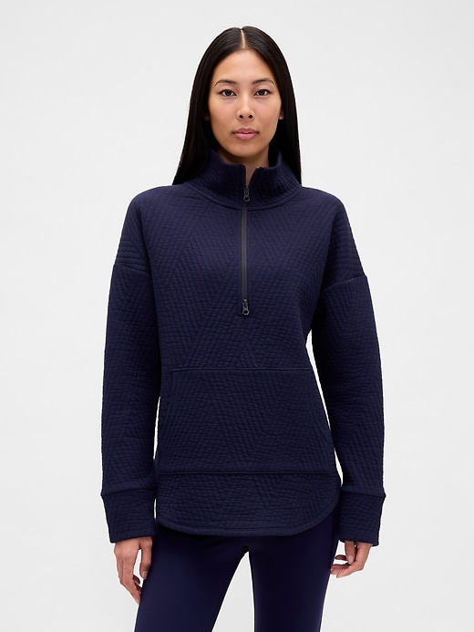 Image number 1 showing, GapFit Quilted Jacquard Half-Zip Pullover
