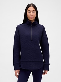 Image number 1 showing, GapFit Quilted Jacquard Half-Zip Pullover
