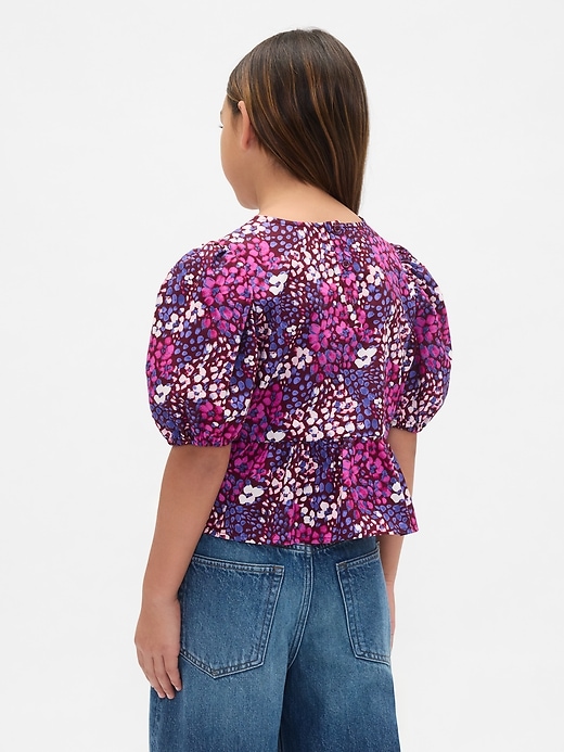 Image number 3 showing, Kids Puff-Sleeve Peplum Top