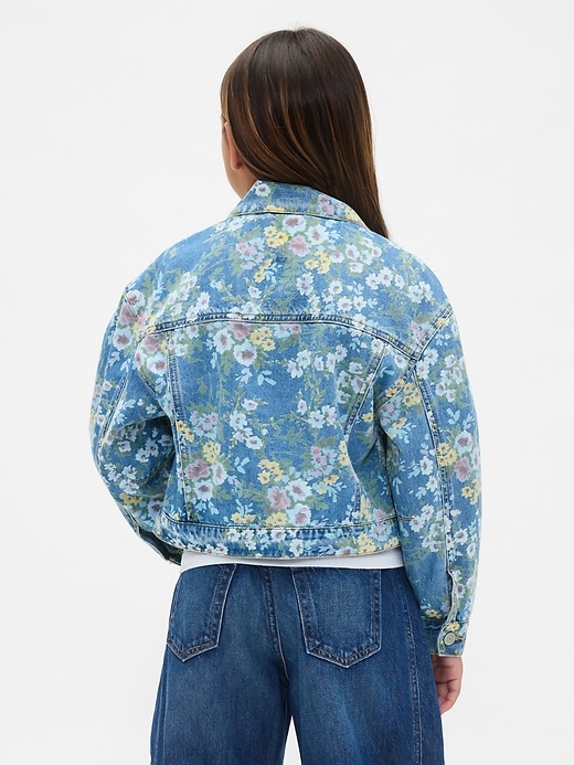 Image number 3 showing, Kids Balloon-Sleeve Floral Denim Jacket