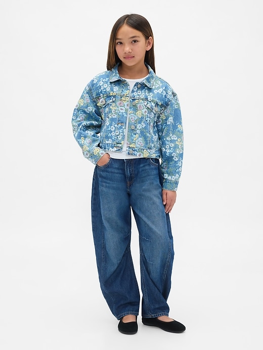 Image number 4 showing, Kids Balloon-Sleeve Floral Denim Jacket