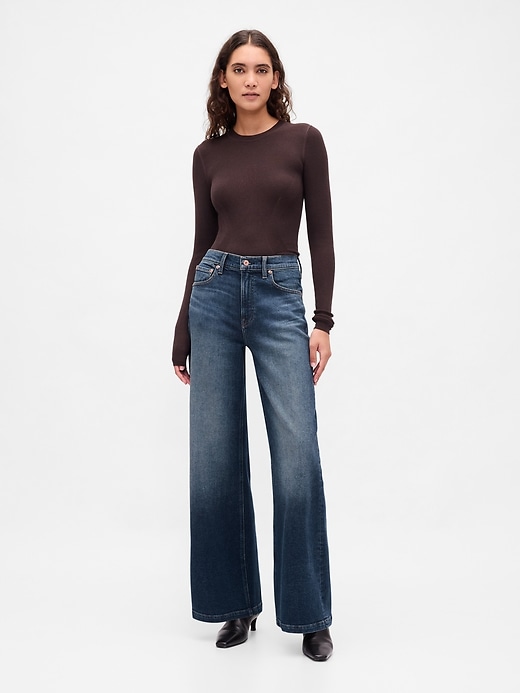 Image number 1 showing, High Rise Stride Wide-Leg Jeans