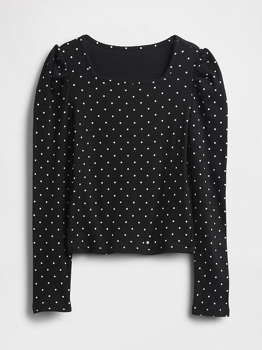 Image number 2 showing, Kids Rib Puff-Sleeve Top