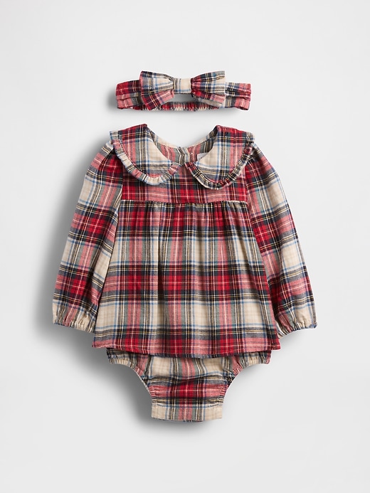 Image number 1 showing, Baby Flannel Bodysuit Dress Set