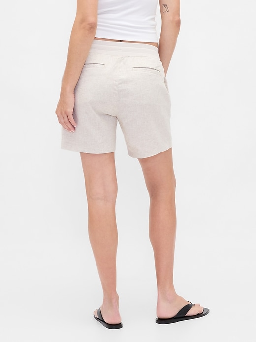 Image number 2 showing, Maternity Under Belly Linen-Cotton Easy Shorts