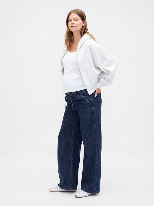 Image number 3 showing, Maternity Full Panel Easy Wide-Leg Jeans