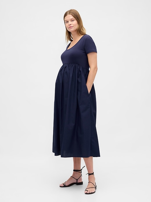 Image number 3 showing, Maternity Mixed Media Maxi Dress