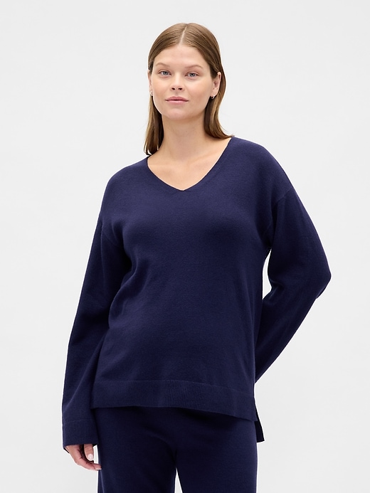 Image number 1 showing, Maternity CashSoft V-Neck Sweater