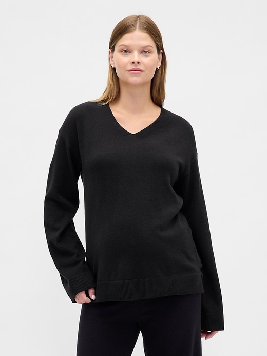 Image number 1 showing, Maternity CashSoft V-Neck Sweater