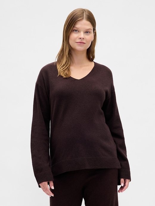 Image number 1 showing, Maternity CashSoft V-Neck Sweater