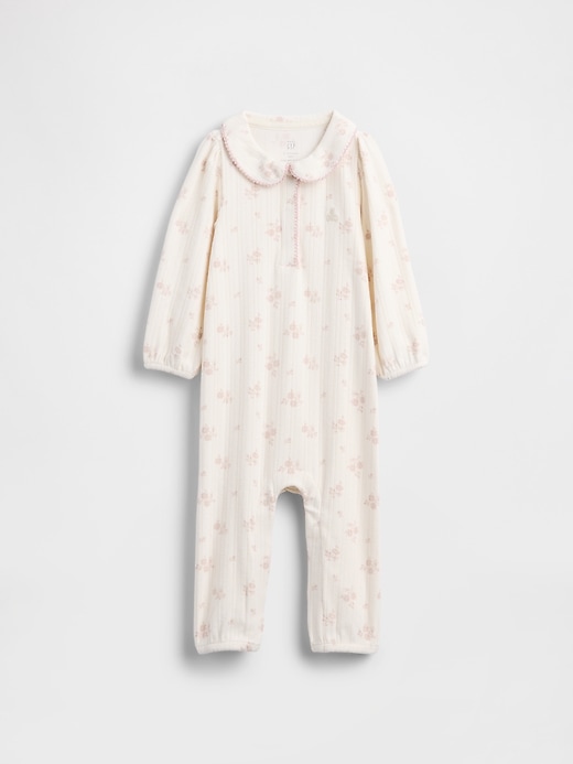 Image number 1 showing, Baby Softspun Pointelle Footless One-Piece