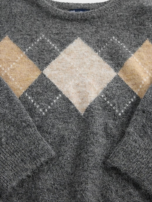 Image number 4 showing, Fuzzy Argyle Crop Sweater