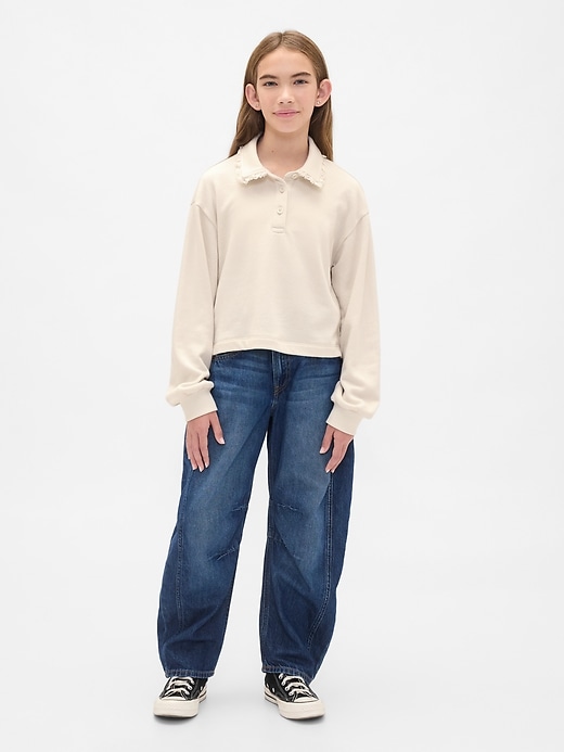 Image number 4 showing, Kids French Terry Lace-Trim Polo Sweatshirt