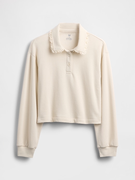 Image number 2 showing, Kids French Terry Lace-Trim Polo Sweatshirt