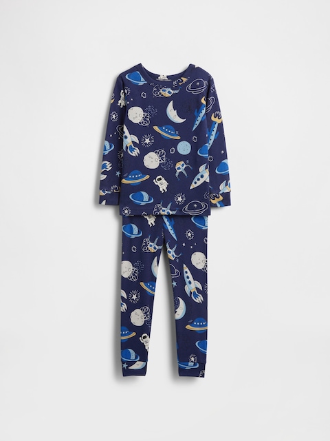 PYJAMA EN COTON BIOLOGIQUE BROSSÉ À MOTIFS DE L'ESPACE POUR BÉBÉ ET TOUT-PETIT