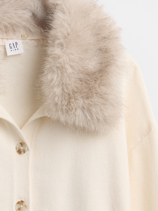 Image number 5 showing, Kids Faux Fur-Collar Cardigan Sweater