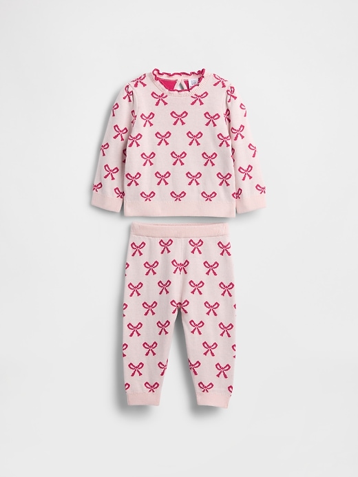 Image number 1 showing, Baby Bow Sweater Outfit Set