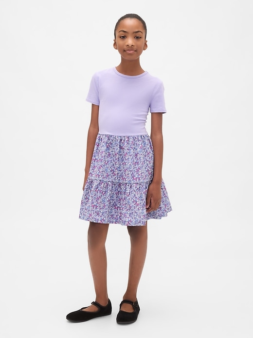 Image number 1 showing, Kids Mixed Media Flounce Dress