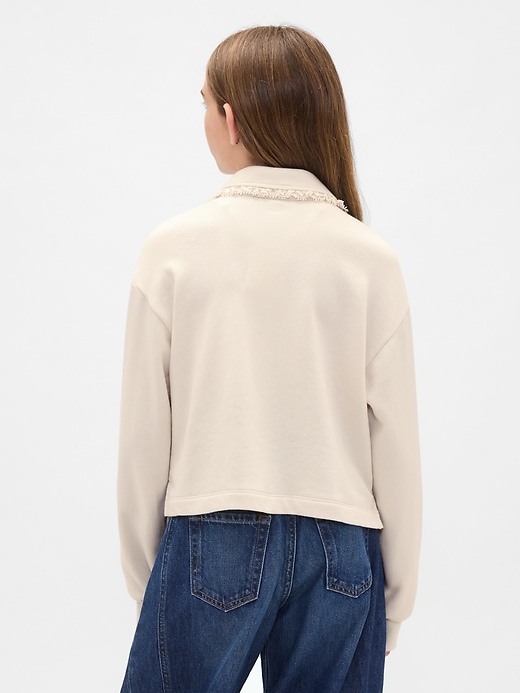 Image number 3 showing, Kids French Terry Lace-Trim Polo Sweatshirt