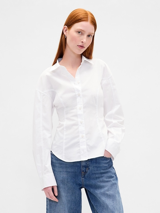 Image number 1 showing, Organic Cotton Poplin Dolman Classic Shirt