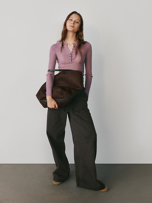 Image number 6 showing, Sheer Rib Henley Sweater
