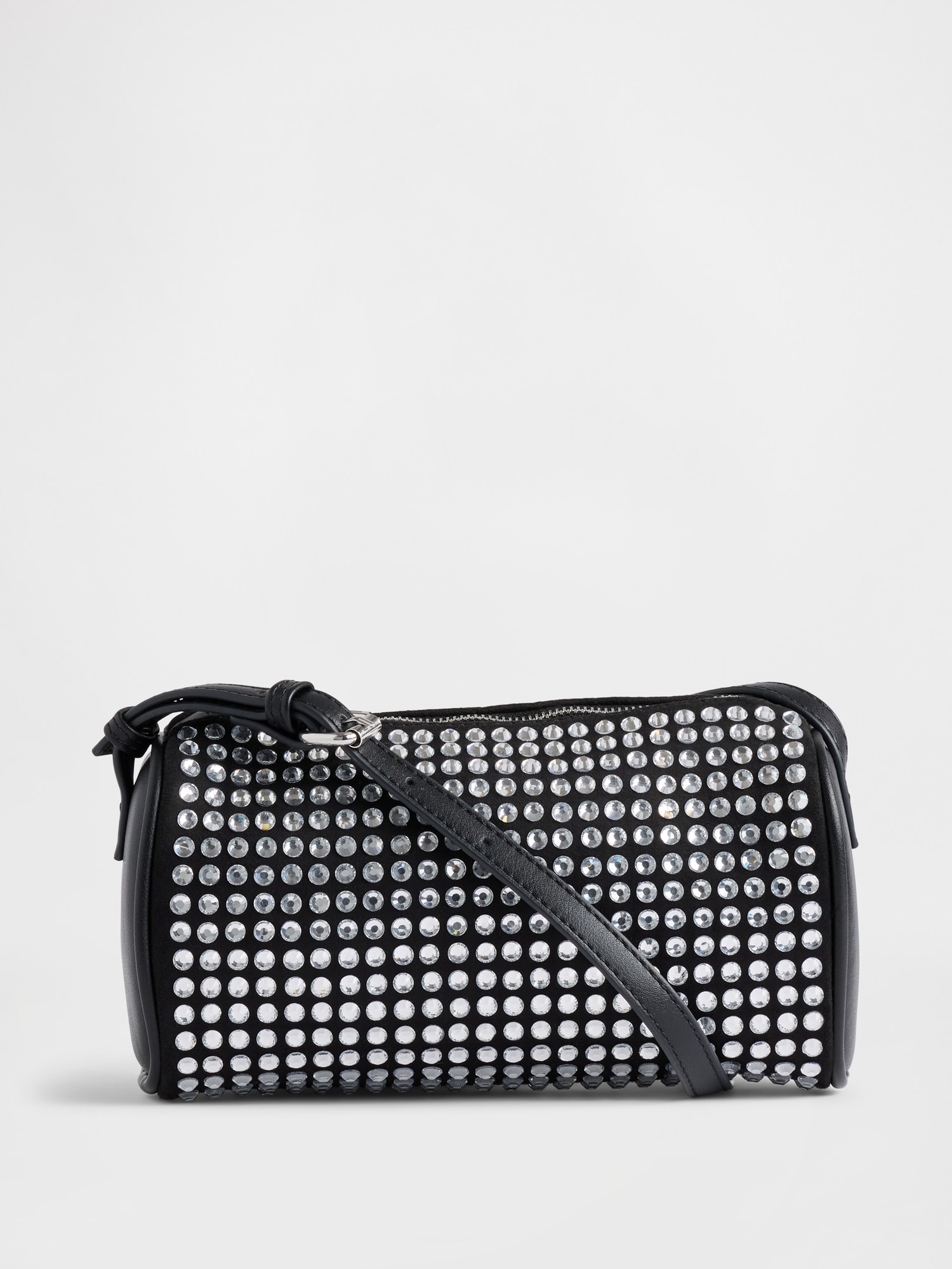 Vegan Leather Rhinestone Barrel Bag